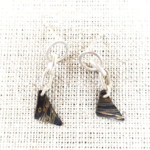 Triangle black earrings with chain